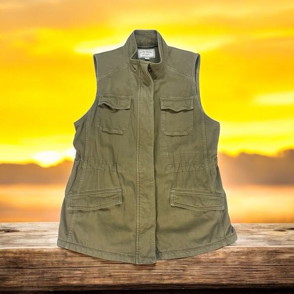 Lucky Brand Safari Utility Vest Women’s L Military Drawstring Waist Street Wear - Picture 1 of 14